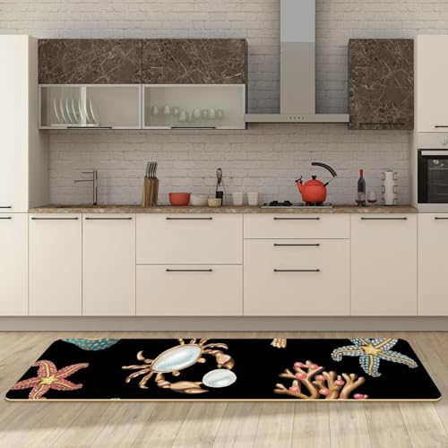 Alfombra absorbente para cocina y pasillo con alegres motivos de coral 3