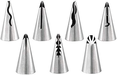 SPHTOEO A Set of 7pcs Stainless Steel Russian Ruffle Skirt Icing Piping Tips Nozzles Pastry Cake Cupcake Decorating Baking Tool