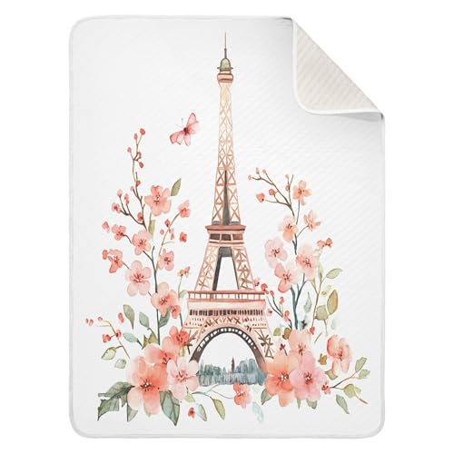 Burbuja Paris Cityscape Eiffel Tower Baby Blanket for Boys Girls, Nursery Soft Warm Swaddling Receiving Baby Blankets, 30x40 in Toddler Blanket