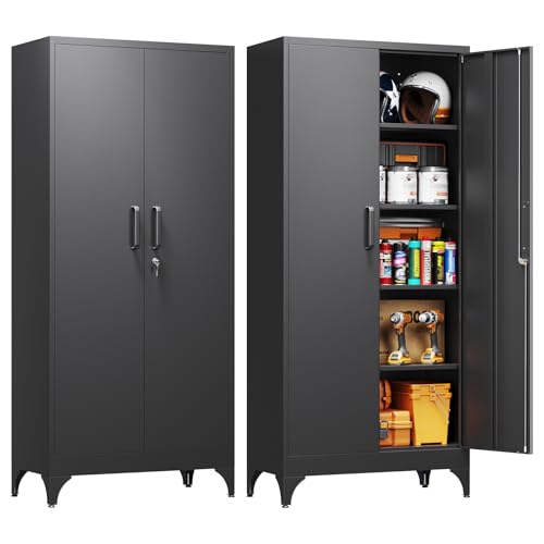 Yizosh Metal Garage Storage Cabinet with 2 Doors and 4