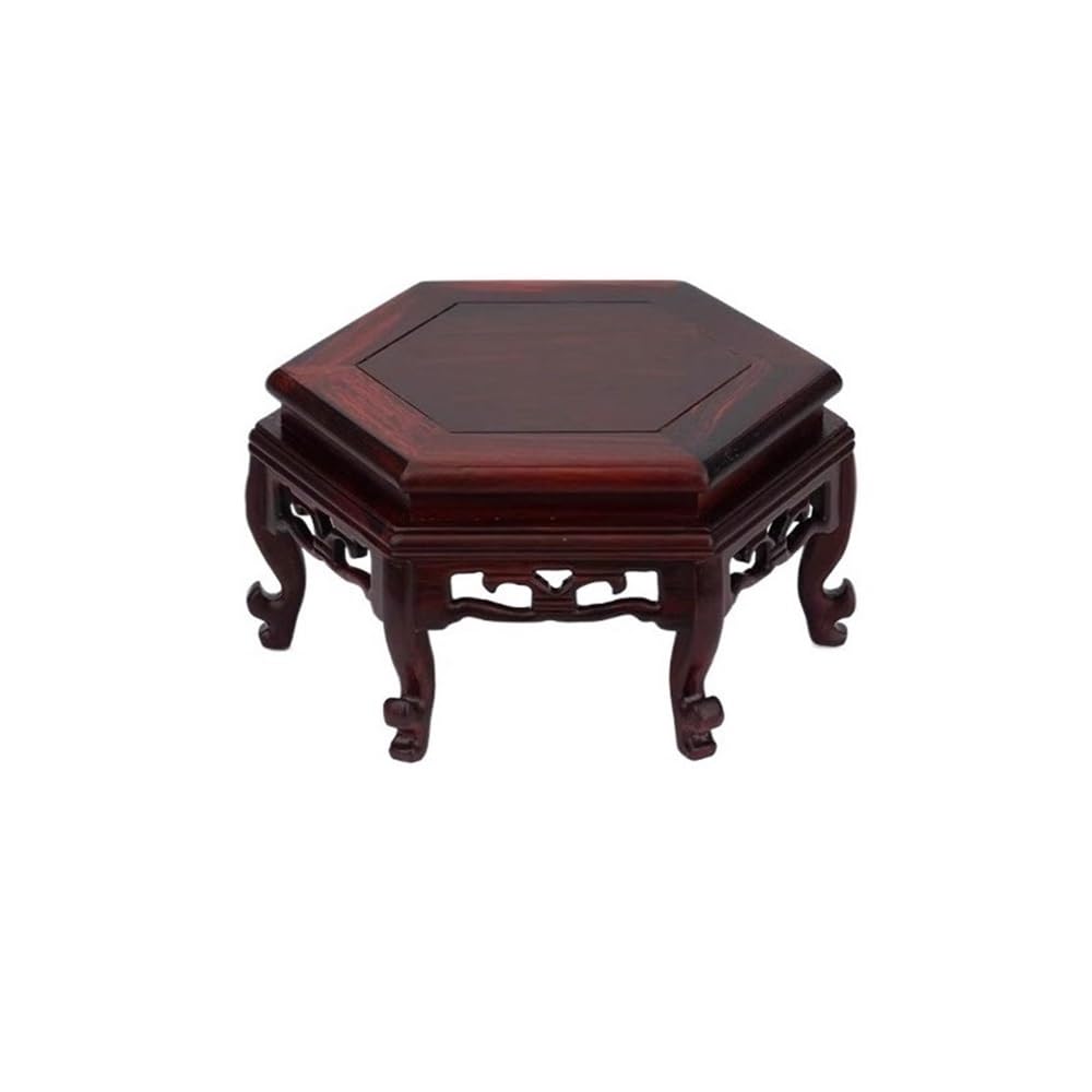 Taburete hexagonal de madera, soporte para macetas y base de exhibición de plantas