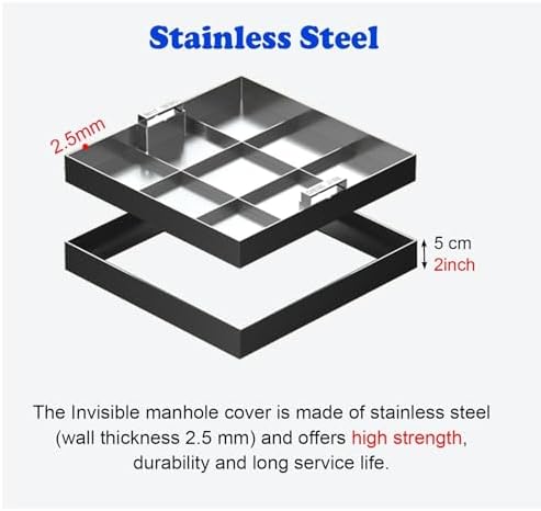 Heavy-Duty Septic Tank Covers - 12" to 42" Custom Invisible Manhole Cover & Frame, Strong Load-Bearing for Driveways, Docks & Highways (12x12in/30x30cm)