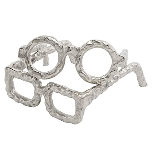 Modern Day Accents Silver, Sunglasses Sculpture, Trendy, Aluminum, Figurine, Table Top, Home And Office Decor, Spectacles, Square Glasses, Modern, 6" X 7" X 2" #TOP1