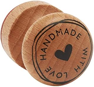 Wood Mounted Rubber Stamp featuring the phrase Handmade with Love, Stamp for Crafting, Card Making and Scrapbooking, Butterer, round, 3cm, 29022000