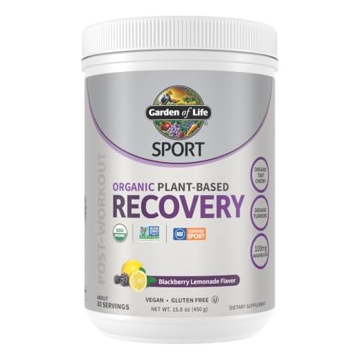 Garden of Life Sport Vegan Organic Plant Based Post Workout Muscle Recovery Powder for Men & Women - BlackBerry Lemonade 30 Servings, 100mg Magnesium, Antioxidants, Supplements, 15.7 Oz