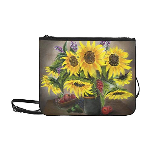 Digital Painting Sunflowers In A Vase Pattern Custom High-grade Nylon Slim Clutch Bag