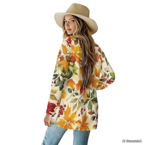 Image of Women's Lightweight Cardigans with Pockets Trendy Long Sleeve Open Front Cardigan Casual Tops Jackets Fall Oufits S-2XL