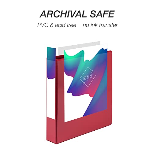 Samsill Economy 1.5 Inch 3 Ring Binder, Made In The Usa, Round Ring Binder, Customizable Clear View Cover, Red, 4 Pack (Mp48553) #TOP4