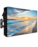 DOME-SPACE Summer Sea Beach Sunset Scenery Outdoor TV Cover for Outside Flat Screen Televisions, Blue Sky Ocean Waves Weatherproof TV Screen Protector with Zipper for 70 to 75 Inch Screens