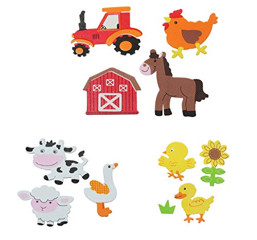 Glorex 6 2247 708 - Moosgummi Sticker Bauernhof, selbstklebend, 29 Stück, sortiert in verschiedenen Motiven, ideal zum Verzieren und Dekorieren von Grußkarten, für Scrapbooking, usw.