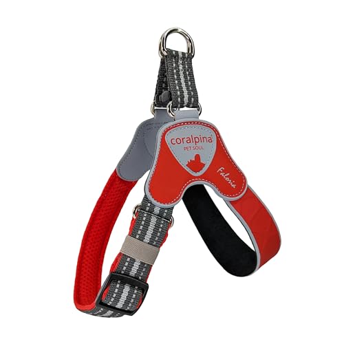 Coralpina - Arnés Faloria ajustable para perros con cuello y pecho de diferentes diámetros, suave y resistente, no daña el pelo y no obstaculiza los movimientos, color rojo, talla 6