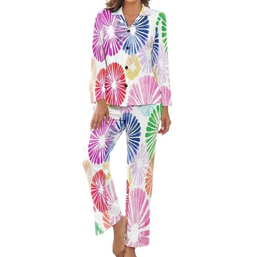 Ensembles de pyjama femme printemps été 2 pièces avec pantalon fluide