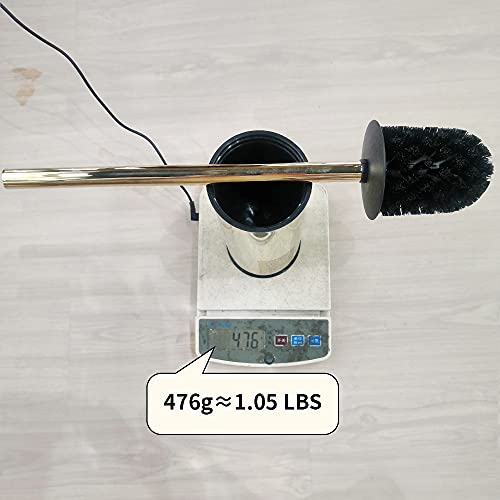 Image of Freestanding Toilet Brush Holder for bathrooms 304 Stainless Steel Toilet Brush Stand Round Storage and Organization Rust Resistant 18-inch high Polished Gold Finished
