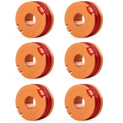 Odashen 6 Pcs for McGregor Strimmer Spool and Line for Worx WX150 WG Series Strimmer Wire Replacement Kit for Cordless Grass Trimmer