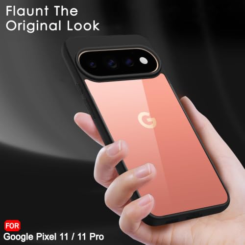 Image of TheGiftKart Ultra-Hybrid Shockproof Back Cover Case for Google Pixel 11 / Pixel 11 Pro | Camera Protection Bump | Hard Cover Case for Pixel 11 /11 Pro (PC & TPU, Transparent Clear Back, Black Sides)
