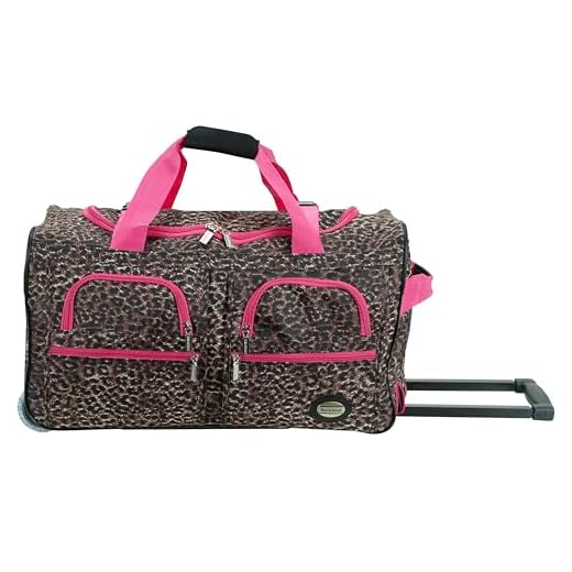 Rockland Rolling Duffel Bag, Pink Leopard, 30-Inch