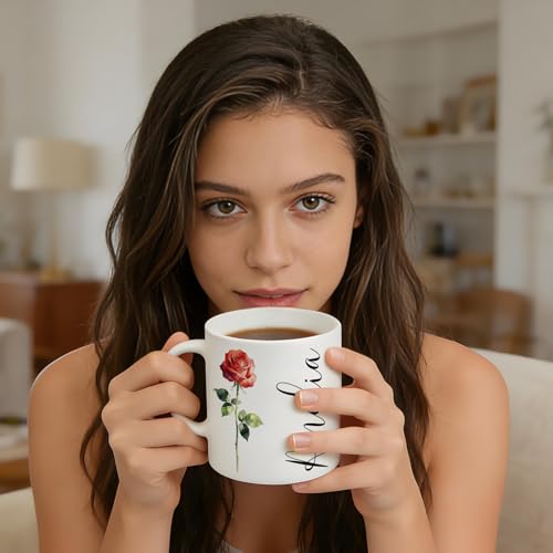 Custom Coffee Mug Personalized Birth Flower & Name Coffee Cup Birthday Gift - Image 2