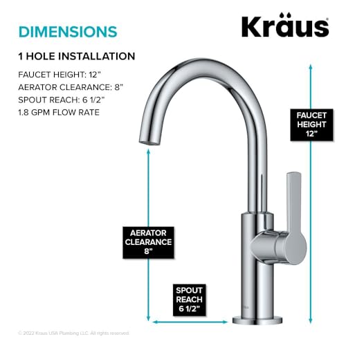 Image of Kraus Oletto Single Handle Kitchen Bar Faucet in Chrome, Kitchen Sink Faucets, KPF-2822CH