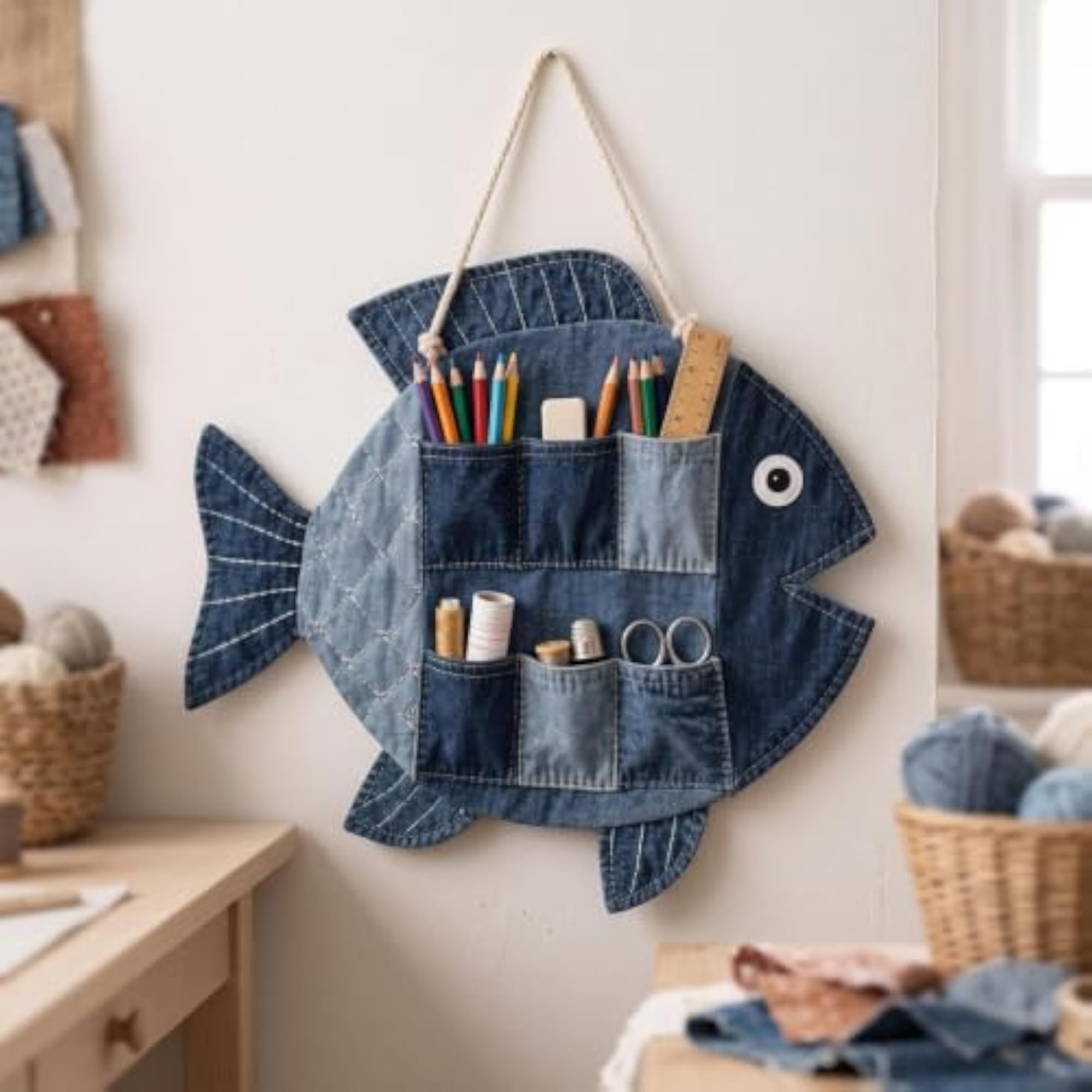 Fish-Shaped Wall Organizer Decorative Storage