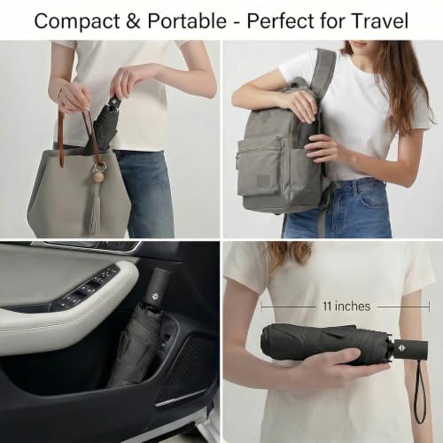 Image of BAODINI Small UV Protection Travel Umbrella Compact for Rain and Sun UPF 50+ Windproof Portable 42 inch Umbrella for Women and Men