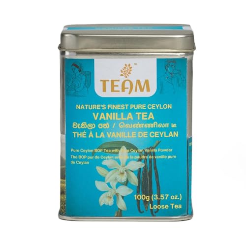 M Pure Ceylon Vanilla Tea &ndash; Loose Leaf Black Tea Bop Blend Infused With Natural Vanilla Powder &ndash; Premium Sri Lankan Single Origin Gourmet Tea In Reusable Tin (100g / 3.57 Oz)