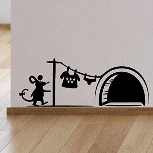 Mouse Hole Wall Sticker Living Room Decal Nursery Funky Banksy Style Transfers Kitchen Cat Vinyl Wall Art Removable Wall Quotes Children Decoration Mural Kids Stairs Black Laundry Christmas Office #TOP4
