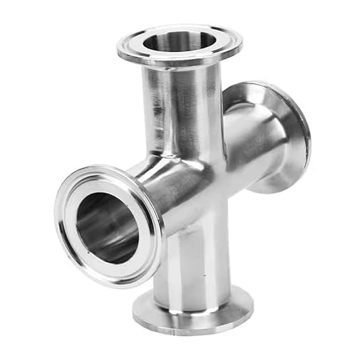 1PC 3/4" 1” 2“ 3” 4” Pipe OD 19mm-102mm Stainless Steel SS304 4 Way Cross Sanitary Fitting Tri Clamp OD 50.5-119mm Home Brew(19mm x Ferrule 50.5)