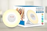 [DESPERTADOR CON LUZ] Simulación de Amanecer y Atardece - Wake Up Light con Natural con 6 Sonidos Naturales y Radio, 10 Niveles de Brillo, 7 Luces LED de Colores - Control Táctil Sensible