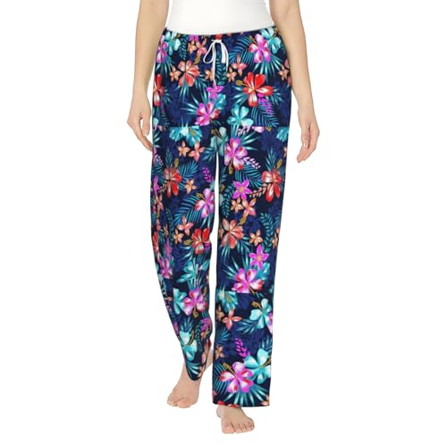 Pantalon de pyjama en flanelle bleu floral le cadeau idéal pour le confort des femmes