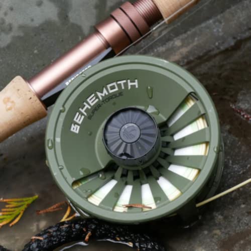 Redington Behemoth Fly Fishing Reel, Multipurpose Fly Reel For Freshwater And Saltwater, Large Arbor And Adjustable Drag, O.d. Green, 7/8 #TOP3