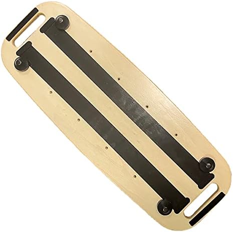 Wooden Balance Board Yoga Core Strength Training Fitness Wobble Roller Rocker Stability Skateboarding Snowboarding Sport Practice Home Exercise - 74cm x 28cm