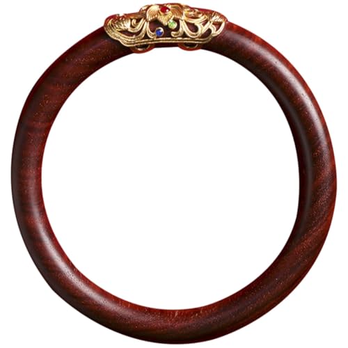 KICHOUSE Bracelet Rond en Bois D'acajou Naturel, Bijou Ethnique Vintage Élégant pour Femmes, Finition Soignée et Structure Robuste, pour Noël