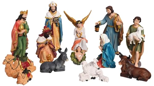 Image of KariGhar 32 pcs Village Set & Crib Set /Nativity Set for Christmas /Home /Gifting & Decoration - ( Pack Included 16 pcs Village Set + 15 pcs Crib Set + 1 Crib House ) - 8 Inch Set