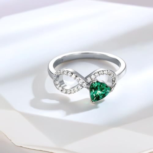 Infinity Ring for Women 925 Sterling Silver Heart Cut Emerald Engagement Promise Ring for Her4