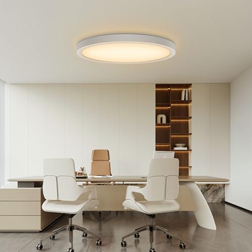 Taoellen 24W Round Flush Mount LED Ceiling Light, 2160lm 3000K Warm White, Ultra-Thin Office Ceiling Light, Modern Led Light for Cloakroom, Kitchen, Utility Room, Bedroom, Hallway