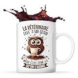 Planetee Tasse La Vétérinaire Chouette Café | Idée Mug Cadeau Travail Métier Humour Collègue Femme Anniversaire Noël