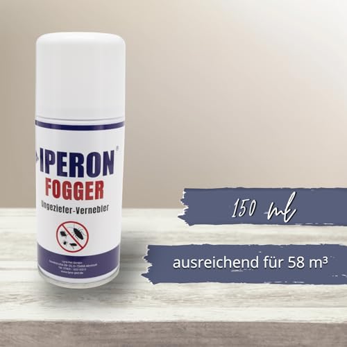 Iperon® 150 ml Fogger Ungeziefer-Vernebler | Sofortwirkung gegen Ungeziefer | Mit Chrysanthemum cinerariaefolium Extrakt, Geraniol & Zitroneneukalyptusöl | Effektive Bekämpfung von Schädlingen