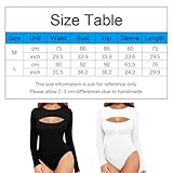 SamHeng Bodysuit for Women Long Sleeve Body Suits Mock Neck Ladies Tops Going Out Slim Fit Casual Bodysuits Leotard Skin-friendly Thong with Snap Closure(Black/M) - Image 5