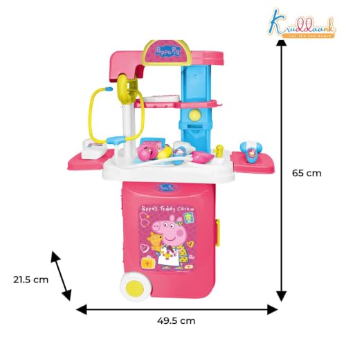 Image of Hasbro Peppa Pig Doctor Set - Portable Medical Cart with Lights & 9 Accessories, Pretend Play Nurse & Doctor Kit for Kids Aged 3+, Pink Multipurpose Trolley Toy, Best Gift for Toddlers