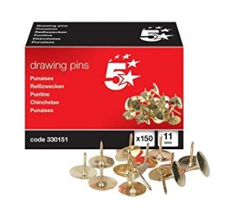 Silver 5 Star Brassed Drawing Pins Of 11Mm Head Diameter [Pack Of 450]