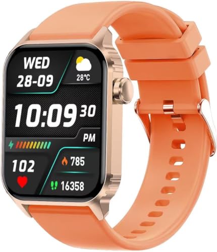Image of Smart Watch for Men, 120+ Sports Modes Smartwatch with 1.83 inch HD Touchsreen, Sleep Monitor, IP67 Waterproof, Bluetooth Call & Music Control Fitness Watch for iPhone /Android (Rosegold+Orange)
