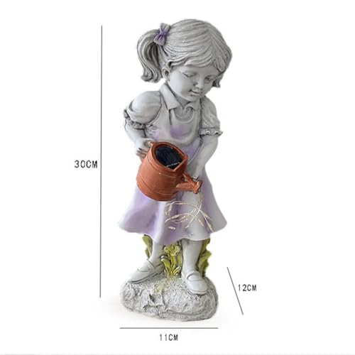 Estatua Solar Niña Regando Jardín Decoración Exterior miniatura 2