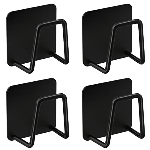 Mooshy 4 Stück Schwammhalter küche Spülbecken Organizer Schwarzer Hängend Schwammhalter Selbstklebend Wasserdichter Schwammhalter für Spüllappen Topfdeckel Cover