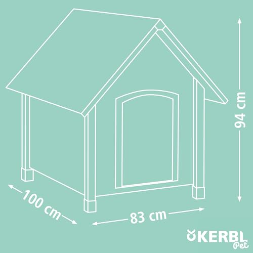 Kerbl Pet Hundehütte 4-Seasons, Hundehaus, 100x83x94cm, Holz, Kunststoff, Hunde, wetterfestes Dach, wärme- und kälteisoliert