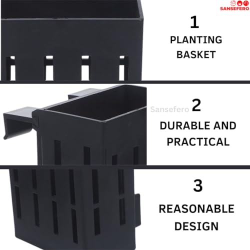 Image of SANSEFERO Water Plant Holder Pot Cup for Aquarium Fish Tank Decoration and Aquascape Aquaponic Plant Growing Landscape Plants Cup Decoration Hanging Type (Black Holder)