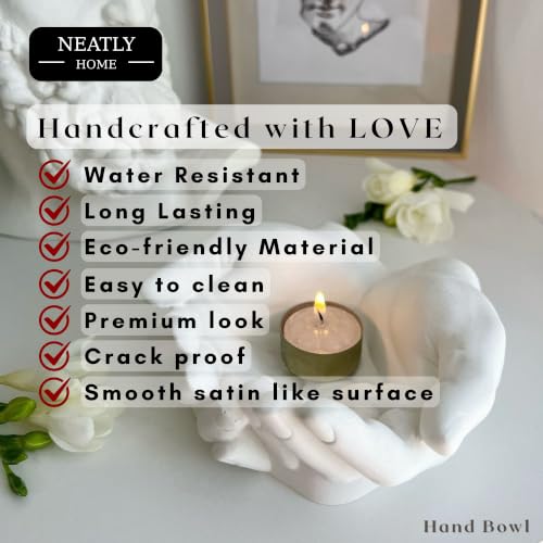 Image of Hand Bowl Handcrafted Design, Smooth Satin Surface | Minimalist Home Decor, Candle Holder, Key Holder, Ash Tray, Planter Use & Multipurpose - (Hand Bowl) 15 cm