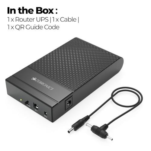 Image of Zebronics Router UPS, 8000mAh Battery, Upto 6 Hours Backup, 3A Output, Dual Input Ports, Fast Charging, Over Voltage & Short Circuit Protection, Portable and Carry-Friendly (EnergiUPS 8K)