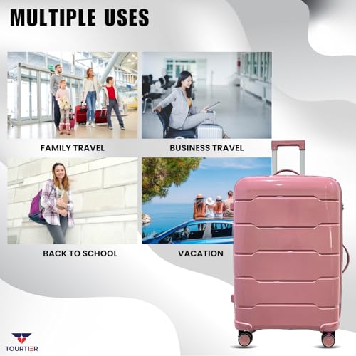 Image of 28-Inch Hard-Shell Luggage Suitcase | Lightweight 3.7 kg | 360 Spinner Wheels | 2-Way Zipper | Multi-Functional Lock | Business & Family Travel Trolley Bag (1, BPINK-28INCH)