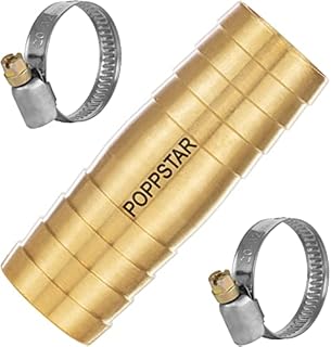 Poppstar mosiężna złączka wielkości 3/4 cala wraz z 2 zaciskami ślimakowymi ze stali nierdzewnej do węża 3/4" (19 mm) lub węża ogrodowego