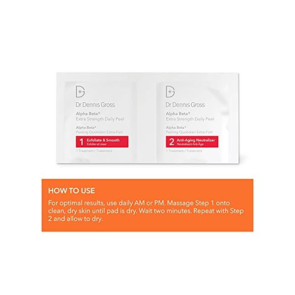 Dr-Dennis-Gross-Alpha-Beta-Extra-Strength-Daily-Peel-for-Oily-Skin-Uneven-Tone-or-Texture-Wrinkles-or-Enlarged-Pores-5-Treatments Dr Dennis Gross Alpha Beta Extra Strength Daily Peel | 2 Step Daily Treatment to Boost Radiance, Refine Pores, Clear Breakouts, and Smooth Lines & Wrinkles | 5 Treatments
